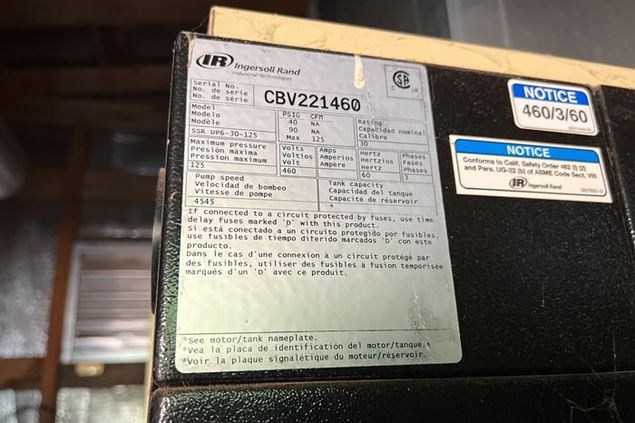 Ingersoll-Rand CBV221460 Air Compressor