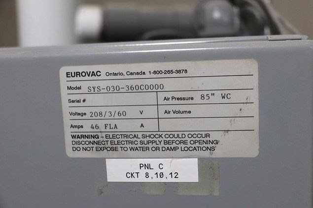 Eurovac SYS-030-360C0000 Dust Collection System