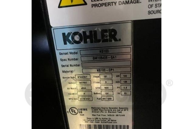 2021 Kohler KG 100 GenSet