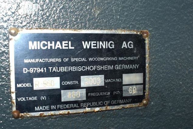 2003 Weinig R 960 Sharpening Equipment