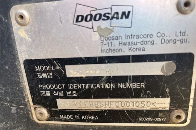 2016 Doosan DX140LCR-5 Excavator