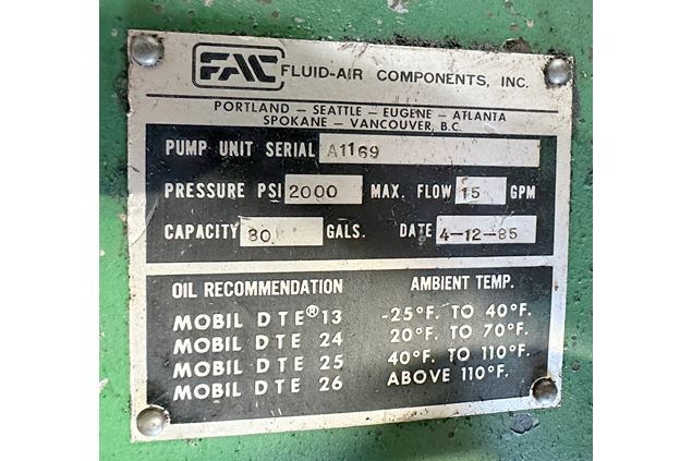 Fluid Air Components Hydraulic Power Pack