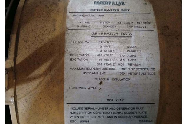 2000 Caterpillar 113KW GenSet