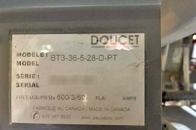 2020 Doucet BT 3-36 Conveyor General