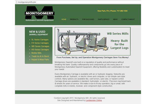 Montgomery Automated Sawmill Equipment Showcases New Interactive Website