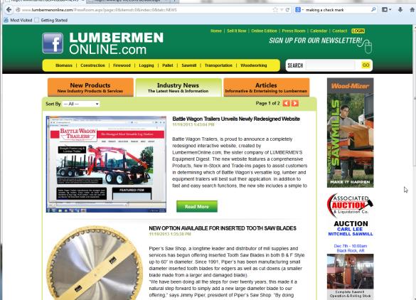 LumbermenOnline.com Reveals Expanded and Improved New Product, Industry News and Article Section